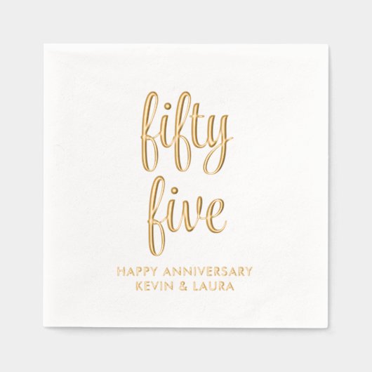 55周年エレガント金結婚箔ナプキンス 箔ナプキン (正面)