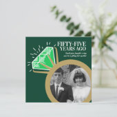 55周年パーティー エメラルド ゴールドリング 二枚の写真 招待状 (スタンド正面)