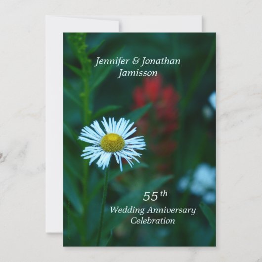 55周年結婚記念パーティー 白いデイジーの名前 招待状 (正面)