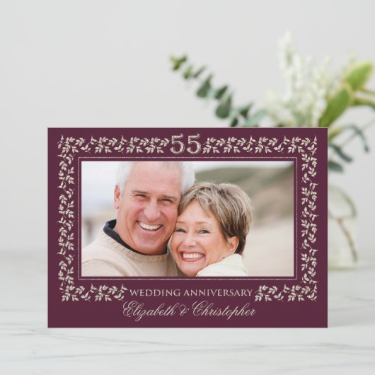 55周年結婚記念日のすももブロンズ写真 招待状 (スタンド正面)