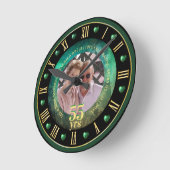 55周年結婚記念日の写真ギフト エメラルドグリーン ラウンド壁時計 (傾斜)