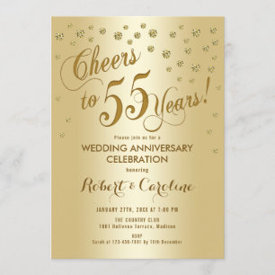 55周年結婚記念日の招待状（ゴールド） 招待状