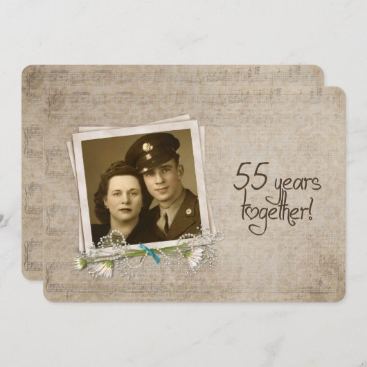 55周年結婚記念日の誓い更新 招待状 (正面/裏面)