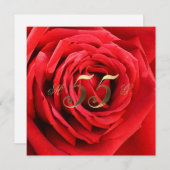 55周年結婚記念日の赤いバラのハートエレガント 招待状 (正面/裏面)