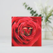 55周年結婚記念日の赤いバラのハートエレガント 招待状 (スタンド正面)