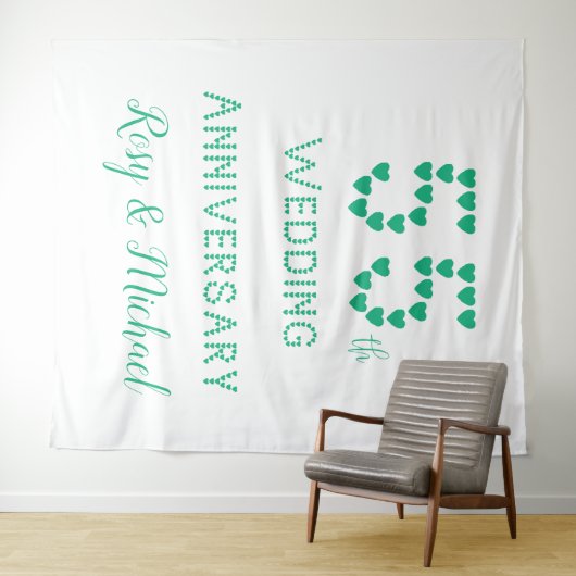 55周年結婚記念日 エメラルド結婚記念日 名前を追加 タペストリー (インサイチュ(横))