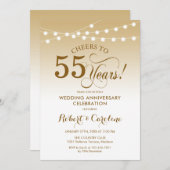 55周年結婚記念日 - ゴールド ホワイト 招待状 (正面/裏面)