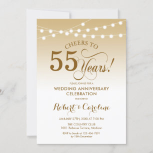 55周年結婚記念日 - ゴールド ホワイト 招待状