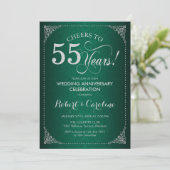 55周年結婚記念日 - 緑の銀のダマスク 招待状 (スタンド正面)