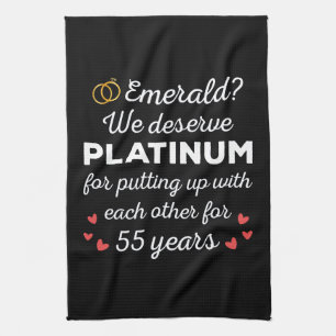 55周年結婚I – エメラルドおもしろいカップル キッチンタオル