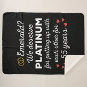 55周年結婚I – エメラルドおもしろいカップル シェルパブランケット (正面(横))