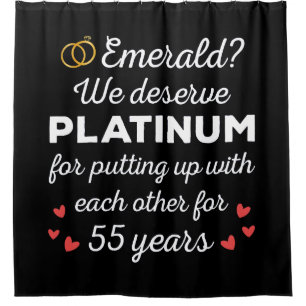 55周年結婚I – エメラルドおもしろいカップル シャワーカーテン