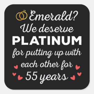 55周年結婚I – エメラルドおもしろいカップル スクエアシール