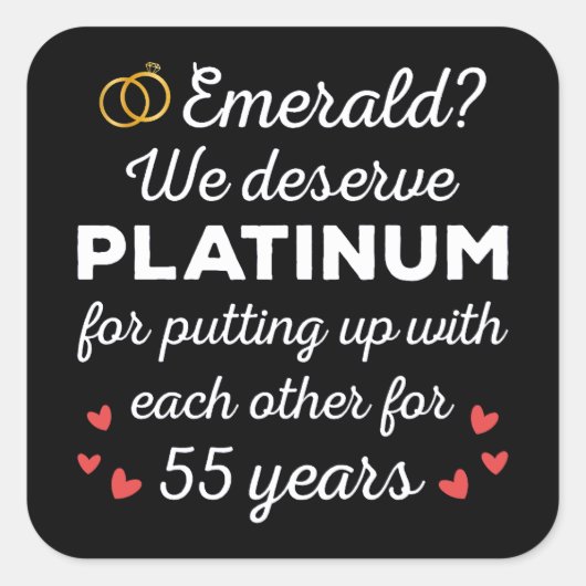 55周年結婚I – エメラルドおもしろいカップル スクエアシール (正面)