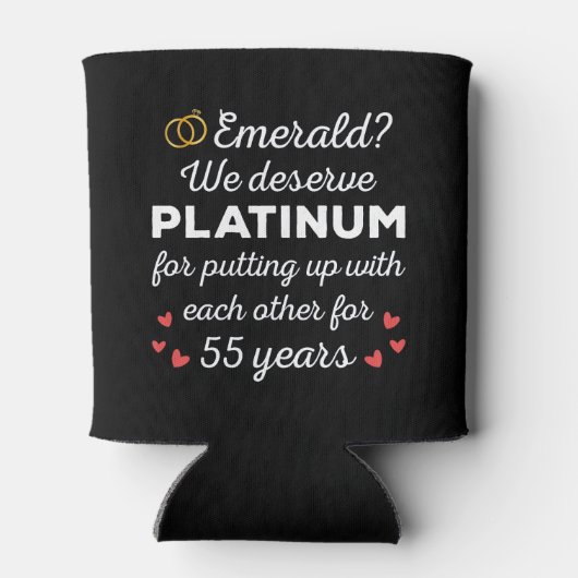 55周年結婚I – エメラルドおもしろいカップル 缶クーラー (裏面)