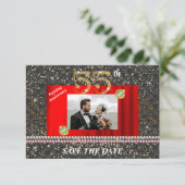 55周年記念のSave the Date｜エメラルドと写真 招待状 (スタンド正面)