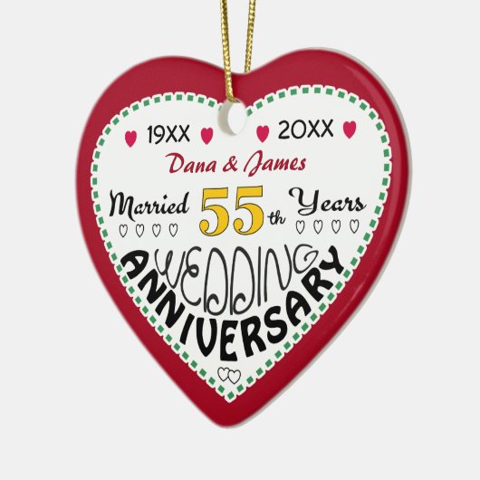 55周年記念ギフトハート型クリスマス セラミックオーナメント (左)