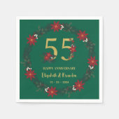 55周年記念クリスマスナパーソナライズされたプキンス スタンダードカクテルナプキン (正面)