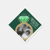 55周年記念パーティーエメラルド金ゴールドリング写真 スタンダードカクテルナプキン (角)