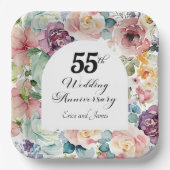 55周年記念結婚のスクリプエレガントトフローラ ペーパープレート (正面)