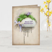 55周年記念結婚のロックとライラック カード (黄色い花)