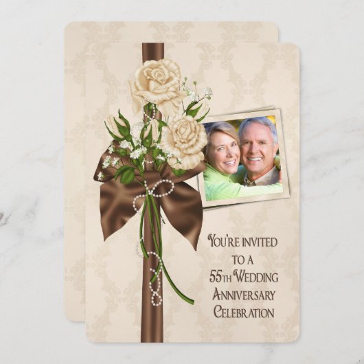 55周年記念結婚バラ 招待状 (正面/裏面)