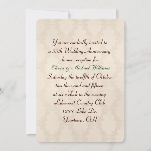 55周年記念結婚バラ 招待状 (裏面)