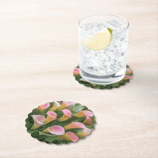 55周年記念結婚ピンクカラリリー ペーパーコースター (インサイチュ)