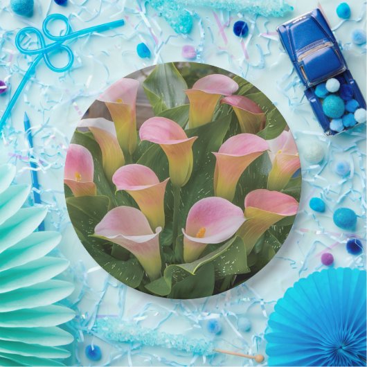 55周年記念結婚ピンクカラリリー ペーパープレート (パーティー)