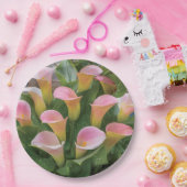 55周年記念結婚ピンクカラリリー ペーパープレート (パーティー)