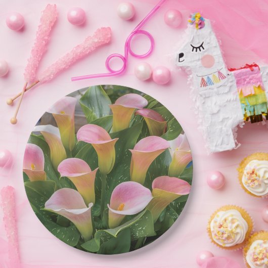 55周年記念結婚ピンクカラリリー ペーパープレート (パーティー)