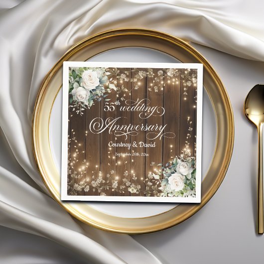 55周年記念結婚的ストリングラ素朴イト スタンダードカクテルナプキン