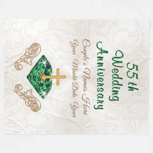 55周年記念結婚贈答用毛布パーソナライズされた剤 フリースブランケット (正面(横))