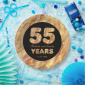 55周年記念結婚金ゴールドパーティー灯 ペーパープレート (パーティー)
