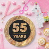 55周年記念結婚金ゴールドパーティー灯 ペーパープレート (パーティー)
