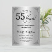 55周年記念結婚- Silver Black Damask 招待状 (スタンド正面)