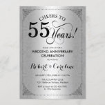 55周年記念結婚- Silver Black Damask 招待状<br><div class="desc">55周年結婚招待状。ヴィンテージエレガントデザインにダマスクパターンとフェイクグリッター銀。機能ブラックスクリプトフォント。応援55年！結婚パーソナライズされたの任意の年に入ることができる！メッセージもしの詳細なカスタマイズが必要。</div>