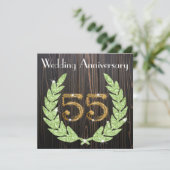 55周年記念 | エメラルド、風情ある木目とゴールド 招待状 (スタンド正面)