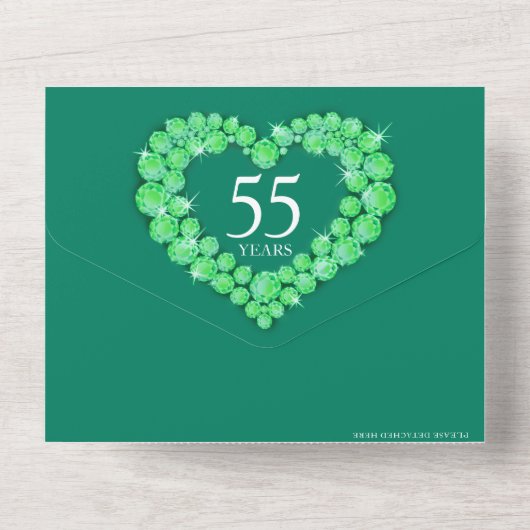 55回目のエメラ結婚ルド記念写真グリーン  オールインワン招待状 (裏面)