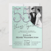 55回目の結婚記念日 エレガントなグリーン ダイヤモンド 招待状 (正面)
