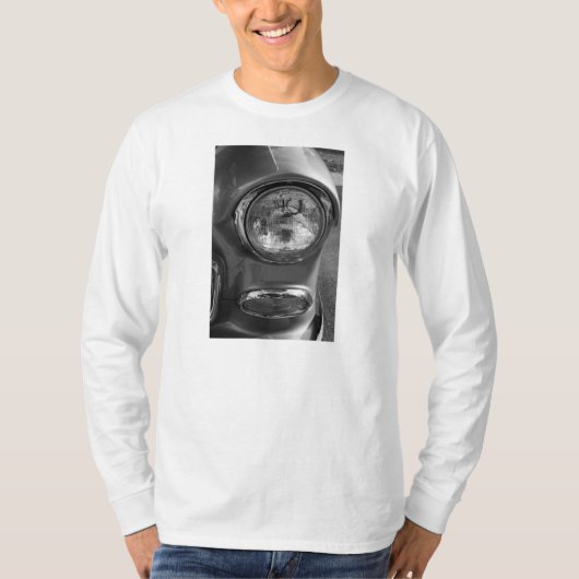 55山形ヘッドライトのグレースケール Tシャツ (正面)