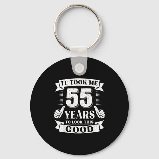55年かけてこの良さを手に入れた 55歳の誕生日 キーホルダー (正面)
