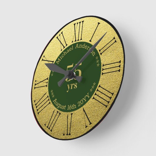 55年の退職またはパーソナライズされた記念日 ラウンド壁時計 (傾斜)