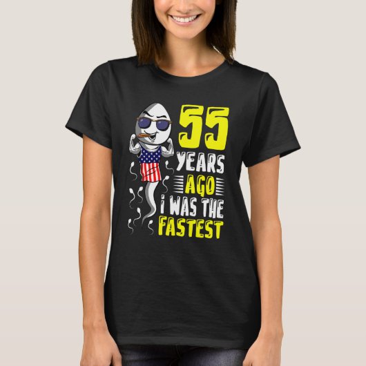 55年前のメンズ私は最速55誕生日だった Tシャツ (正面)