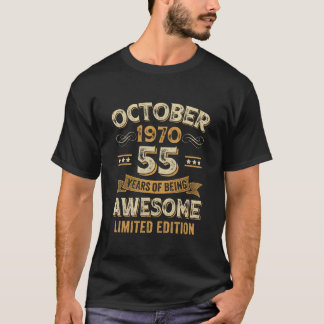 55年素晴らしヴィンテージ1970年10月55日誕生日 Tシャツ