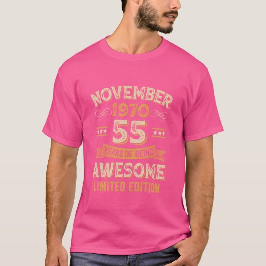 55年素晴らしヴィンテージ1970年11月55日誕生 Tシャツ (正面)