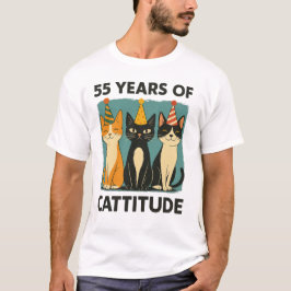 55年Cattitude 55誕生日猫好き Tシャツ