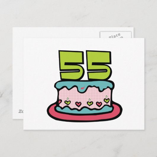 55歳お誕生日ケーキ ポストカード (正面/裏面)