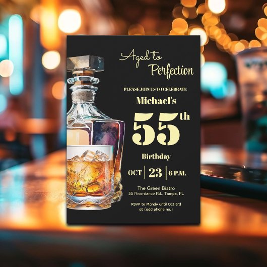55歳のウイスキーバースデー Aged to Perfection Men 招待状