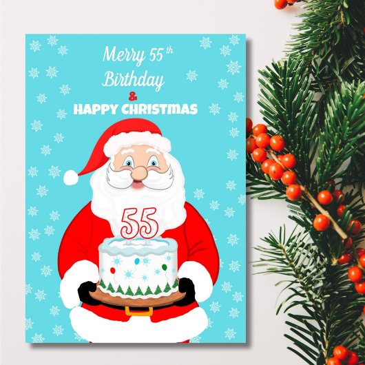 55歳のメリークリスマスお誕生日おめでとう サンタクロース カード